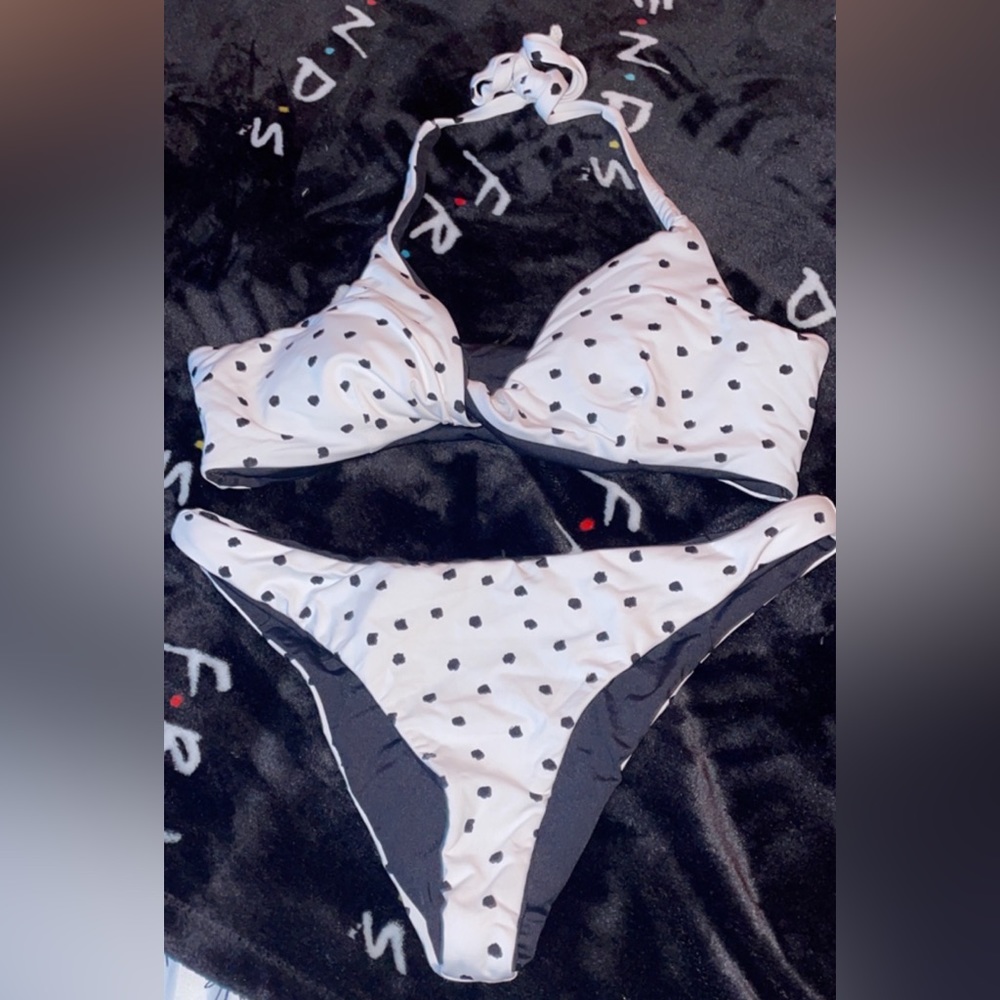 Dippin' Daisy's White Bikini with Black Polka Dots
